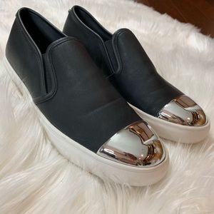 Steve Madden Black & Silver Slip-Ons